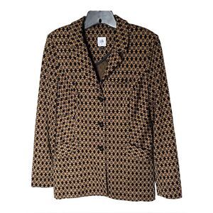 CAbi Kensington Proper Standout Blazer Style 3372 Yellow Gold/Blue Size Medium